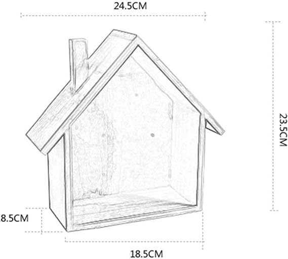 Cabilock Wooden House-Shaped Wall Storage Shelf Display Box - Zambeel