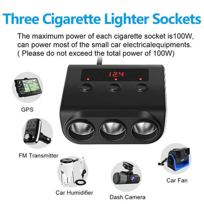 Car High - Power Cigarette Lighter Extension Charger 4 - Port USB Charger - Zambeel