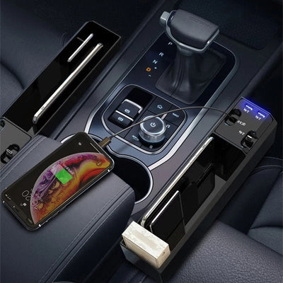 Car Organizer with Charger Cable Car Seat Gap Storage Box with Cable - Zambeel