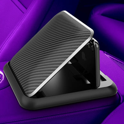 Carbon Fiber Texture Silicone Car Dashboard Center Console Navigation Phone Holder - Zambeel