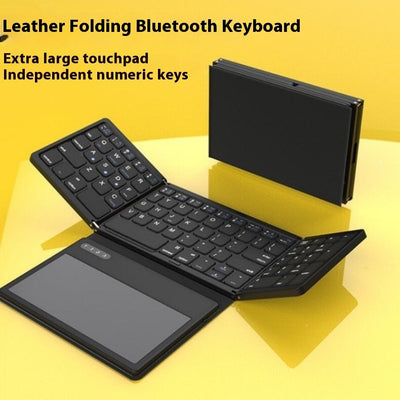 New B055 Business Leather Large Touch Version Bluetooth Folding Keyboard