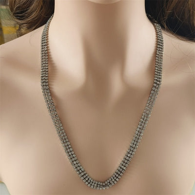 Clavicle Chain Wedding Dress Studio Popular Ornament Three - layer Zircon Necklace - Zambeel