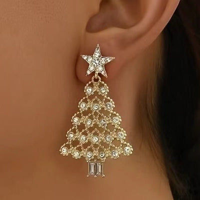 Colorful Crystals Christmas Tree Earrings Fashion Earrings - Zambeel