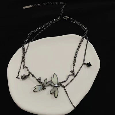 Colorful Dragonfly Dark Black Clavicle Chain High - Grade Necklace For Women - Zambeel