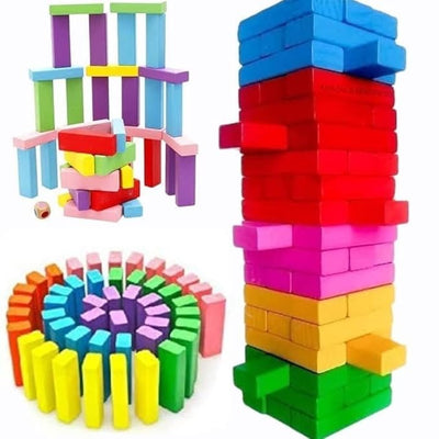 Colorful Wooden Blocks (54Pcs) - Zambeel