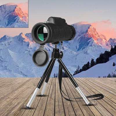 Compatible with Apple, Monocular Telescope Zoom Scope with Compass Phone Clip Tripod - Zambeel