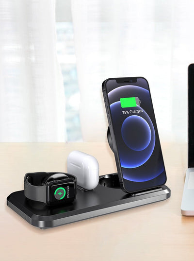 Compatible with Apple , The New 15W Three - in - one Wireless Charging Double Folding Multifunctional Wireless Charger Universal - Zambeel