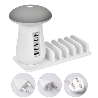 Compatible With Besegad Mushroom LED Light Lamp USB Charging Dock Station Organizer With 5 - Port For Galaxy Smart Tablet - Zambeel