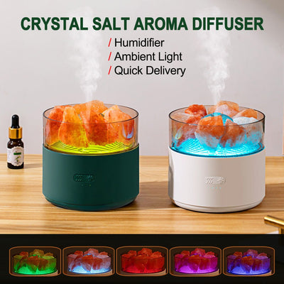 Cool - Mist Impeller Air Humidifier Crystal Salt Aroma Diffuser Incense Machine Fogger Essential Oil Lamp Difusor Ambient Light - Zambeel