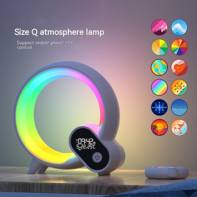 Creative Q Light Analog Sunrise Digital Display Alarm Clock Bluetooth Audio Intelligent Wake - up Q Colorful Atmosphere Light - Zambeel