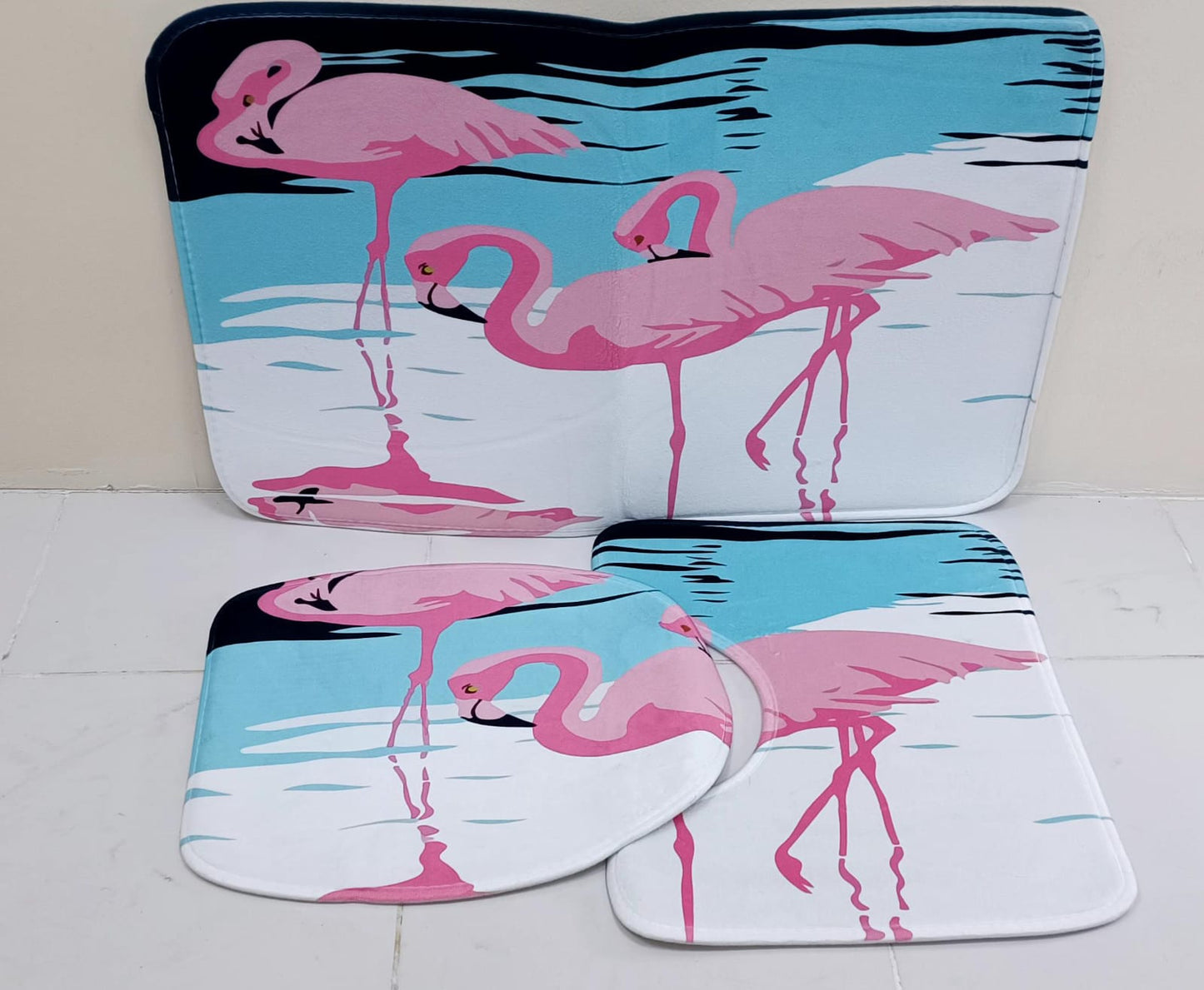 Dancing Flamingo Toilet Mat Set - Zambeel