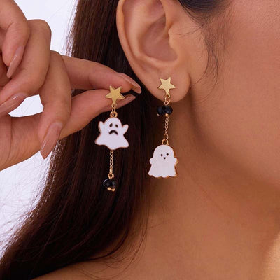 Dark Style Halloween Spider Web Earrings Bat Ghost Asymmetric Halloween - Zambeel