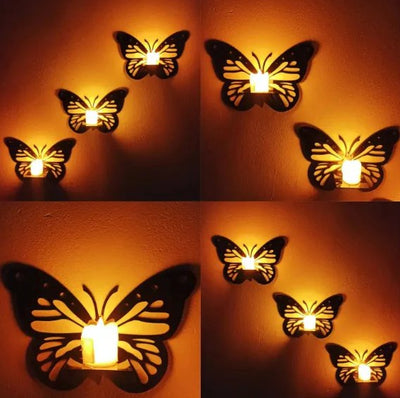 Decorative Butterfly Wall Shelf with Candlestick - Zambeel