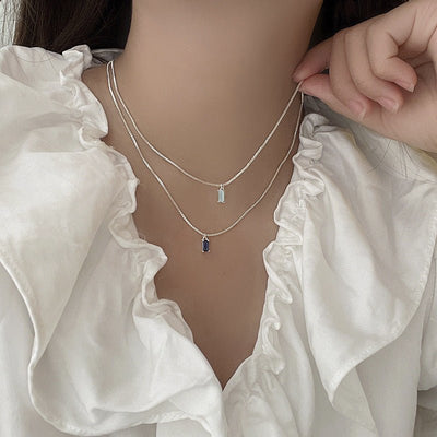 Design Advanced Sense Beautiful Square Blue Clavicle Chain - Zambeel