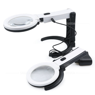 Desktop Folding Handheld Magnifying Glass Folding With Ten Lights External Power Supply Led Magnifying Glass - Zambeel