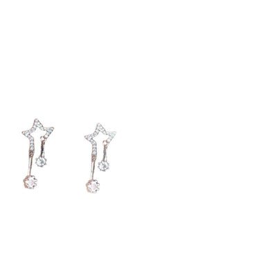 Diamond Embedded Star Stud Earrings Female Ins Style Design High Sense - Zambeel