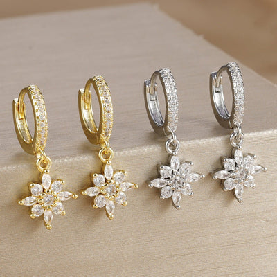 Diamond SUNFLOWER Earrings Fashion Exquisite Women - Zambeel