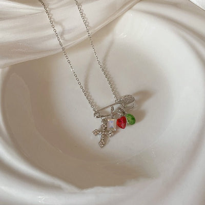 Dopamine Color Zircon Cross Necklace - Zambeel