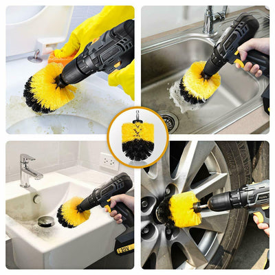 Drill Brush Set Power Scrubber Brushes for Car Wash Cleaning Carpet Tile Grout - Zambeel