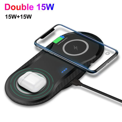 Dual 15W 2 - In - 1 Wireless Charger - Zambeel