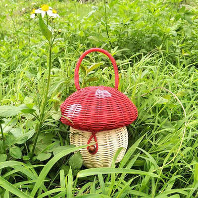 Handmade Vine Woven Mushroom-Shaped Handbag