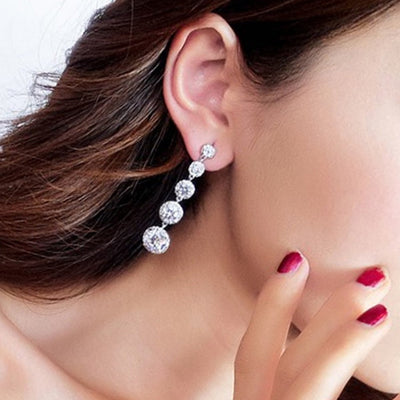 Earrings Long Zircon Earrings Tassel Elegant - Zambeel