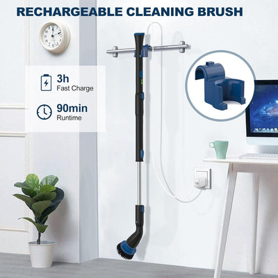 Electric Spin Scrubber, Cordless Cleaning Brush With 4 Replaceable Brush Heads And Adjustable Extension Handle Power Shower Scrubber For Bathroom, Kitchen, Tub, Tile, Floor - Zambeel