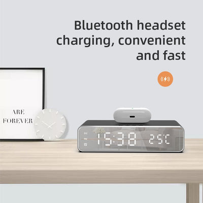 Electric Wireless Phone Charger, Clock, HD Thermometer, Mirror, Clock With Charger - Zambeel