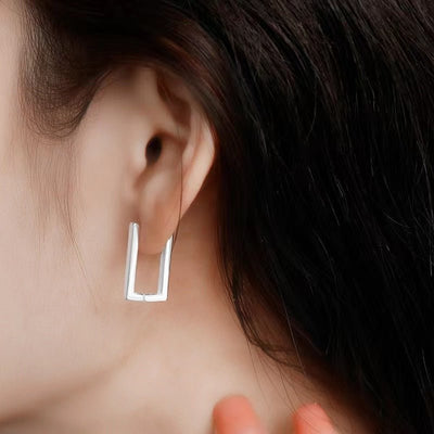 Europe And America Cross Border Hot Sale Geometry Rectangle Ear Clip Indifference Trend All - match Fashion Earrings Personalized Creative Ornament Female - Zambeel