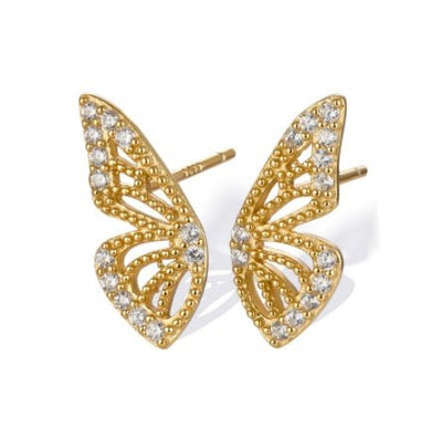 Exaggerated Bohemian Crystal Butterfly Earrings - Zambeel