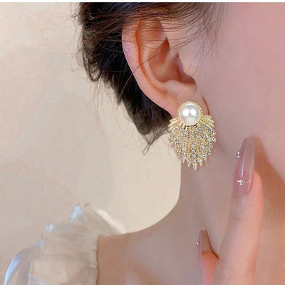 Fashion And Fully - jewelled Alloy Stud Earrings Female Niche - Zambeel