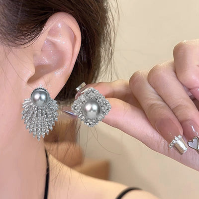 Fashion And Fully - jewelled Alloy Stud Earrings Female Niche - Zambeel