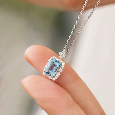 Fashion Aquamarine Necklace Female French Style - Zambeel