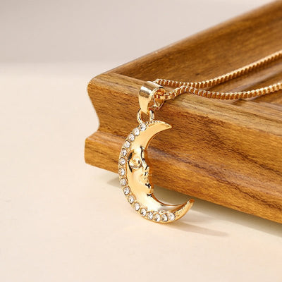 Fashion Diamond Moon Necklace Simple Alloy Women - Zambeel