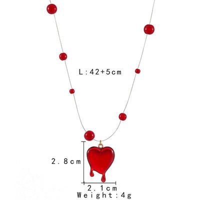 Fashion Halloween Red Love Blood Drop Beads Necklace - Zambeel