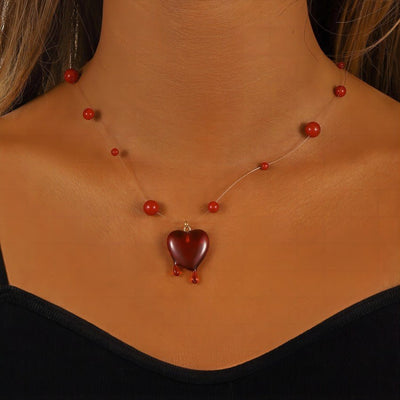 Fashion Halloween Red Love Blood Drop Beads Necklace - Zambeel