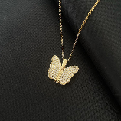 Fashion Jewelry Butterfly Necklace Female Pendant Titanium Steel Clavicle Chain - Zambeel