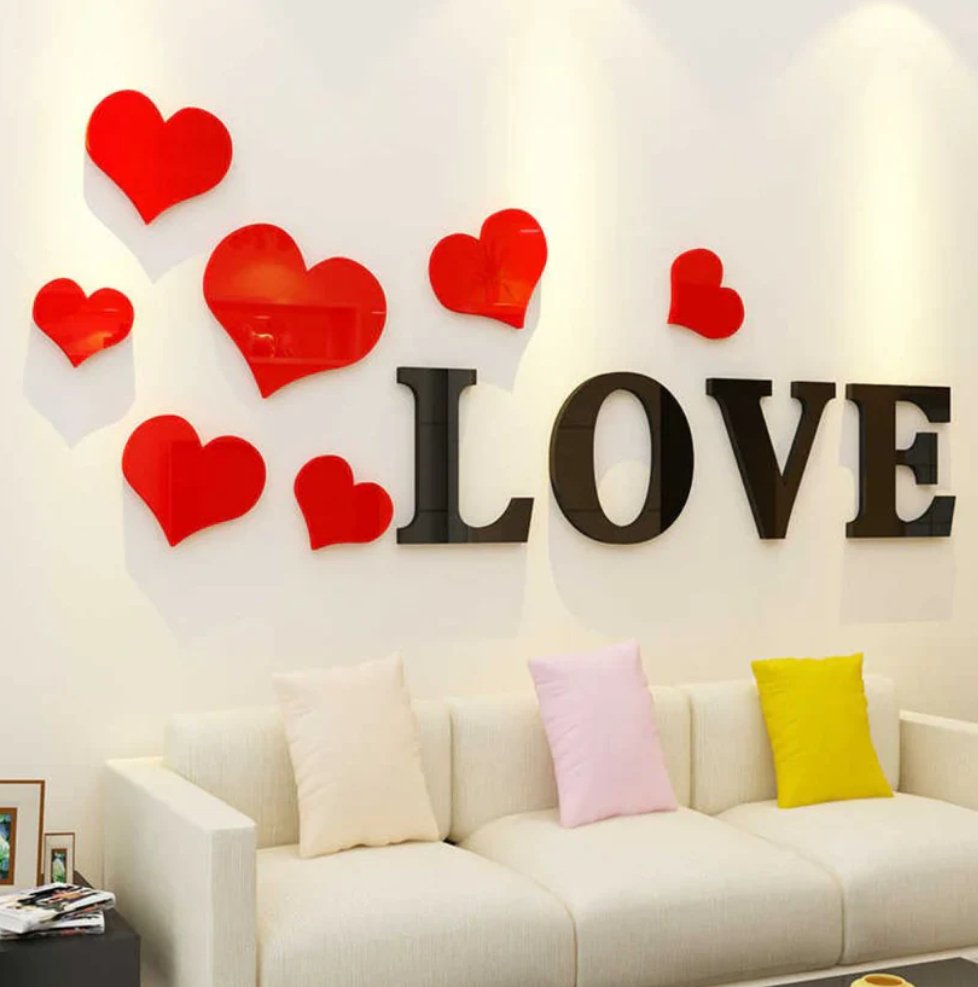 Flying Hearts with Love DIY Acrylic Wall Art - Zambeel