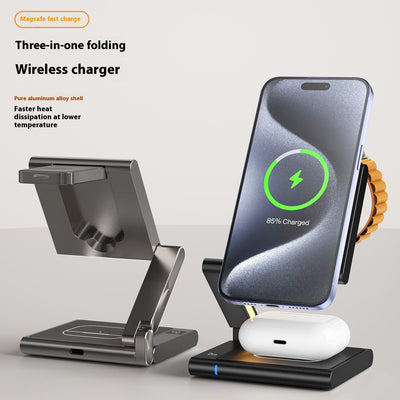 Folding Mobile Phone Headset Watch Three - in - One Wireless Charger - Zambeel