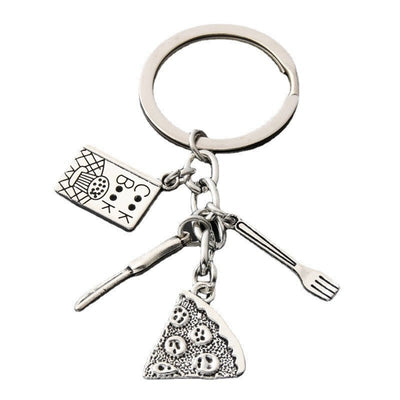 Girl Heart Cake Mold Pizza Keychain Bag Charm - Zambeel