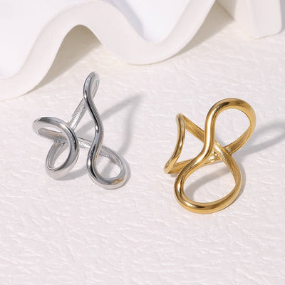 Glossy Special - shaped Line Design Sense Index Finger Ring Exaggerated Personalized Simple - Zambeel