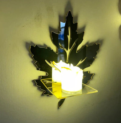 Golden Acrylic DIY Mini Leaves Shelves Wall Decor - Zambeel