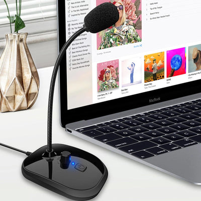 Gooseneck Computer Microphone USB Sound Card Monitor - Zambeel