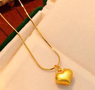 Heart Love Heart Pendant Necklace Brass Gold Plated - Zambeel