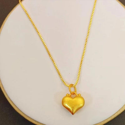 Heart Love Heart Pendant Necklace Brass Gold Plated - Zambeel