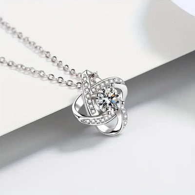 Heart Of Eternity Clavicle Chain Rotating Lucky Pendant Necklace With Card - Zambeel