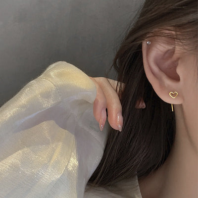 Hollow Heart Ear Studs Female Simple Cold Style - Zambeel