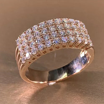 Inlaid Zircon Female Shiny Ring Geometry - Zambeel