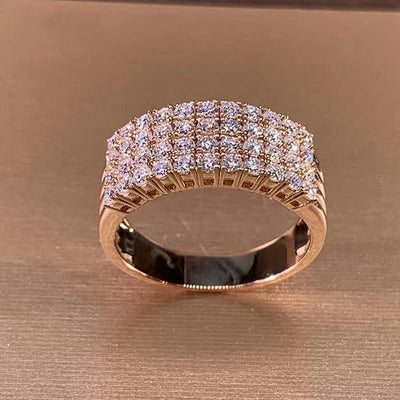 Inlaid Zircon Female Shiny Ring Geometry - Zambeel