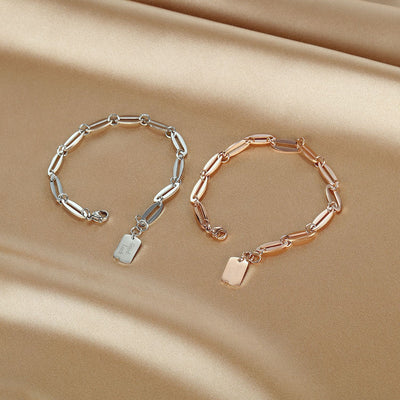 INS Style Personality Geometry Square Plate Rose Gold Bracelet For Women - Zambeel